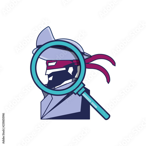 cybernetic pirate with magnifying glass