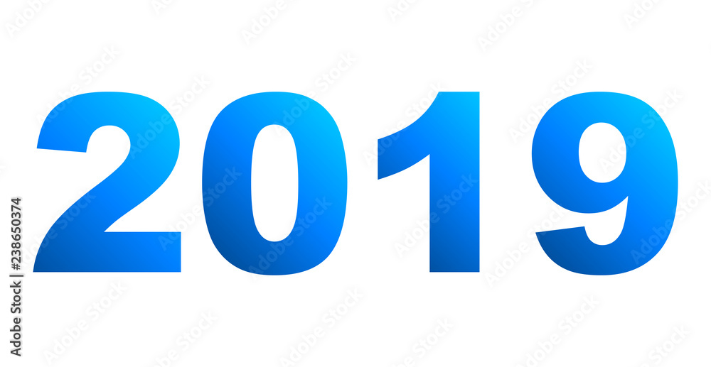 year 2019 - blue gradient, isolated numbers - vector year 2019 - blue gradient, isolated numbers - vector