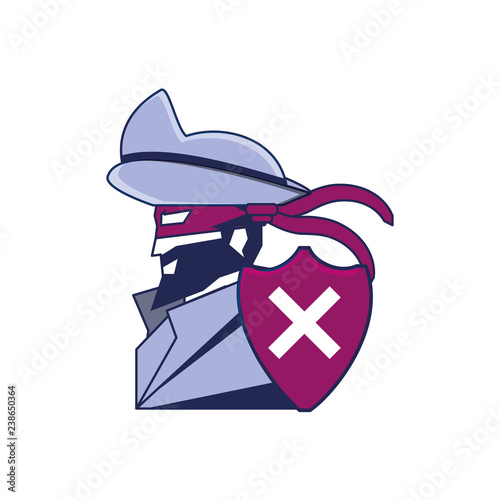cybernetic pirate with shield