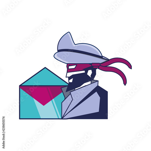 cybernetic pirate with envelope mail