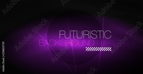 Digital technology abstract background - neon geometric design. Abstract glowing lines. Colorful techno background. Futuristic shape.