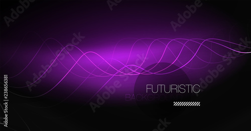 Neon lines wave background. Abstract composition