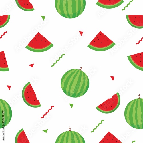 Fototapeta Naklejka Na Ścianę i Meble -  Seamless pattern with watermelon vector