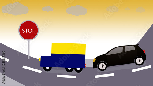 Car driving on road photo