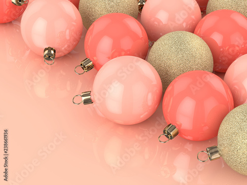 3d rendering of christmas coral baubles photo