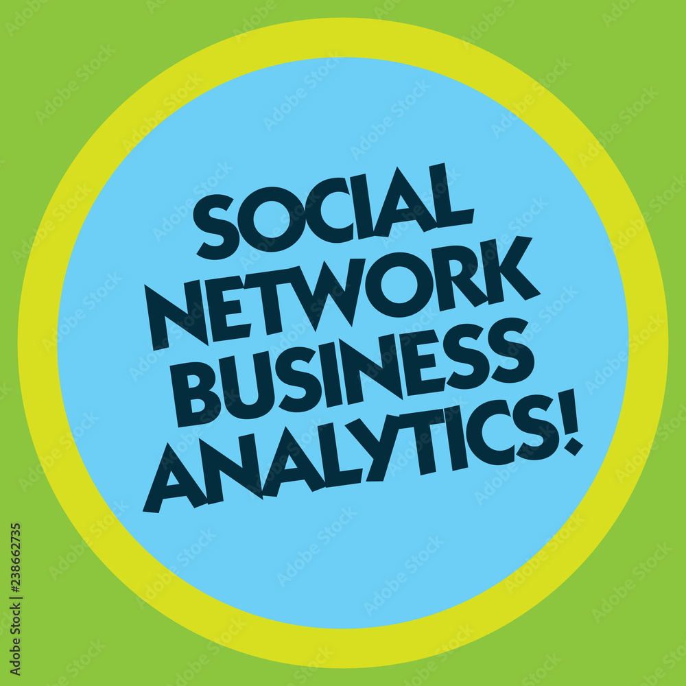 Writing note showing Social Network Business Analytics. Business photo showcasing Online modern networking connection Circle with Border Multi Color Round Shape photo with Empty Text Space
