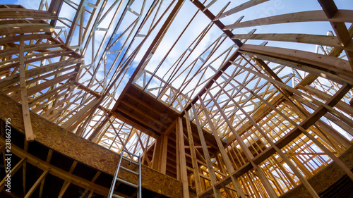 Wallpaper Mural Wood Building frame at Multi-Family Housing Construction Site Torontodigital.ca