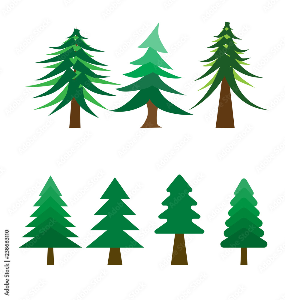 vector of many style of Christmas tree on white background
