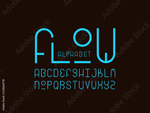 Flow font. Vector alphabet