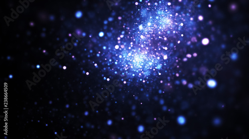 Abstract blue sparkles. Fantasy holiday background. Digital fractal art. 3d rendering. © Klavdiya Krinichnaya
