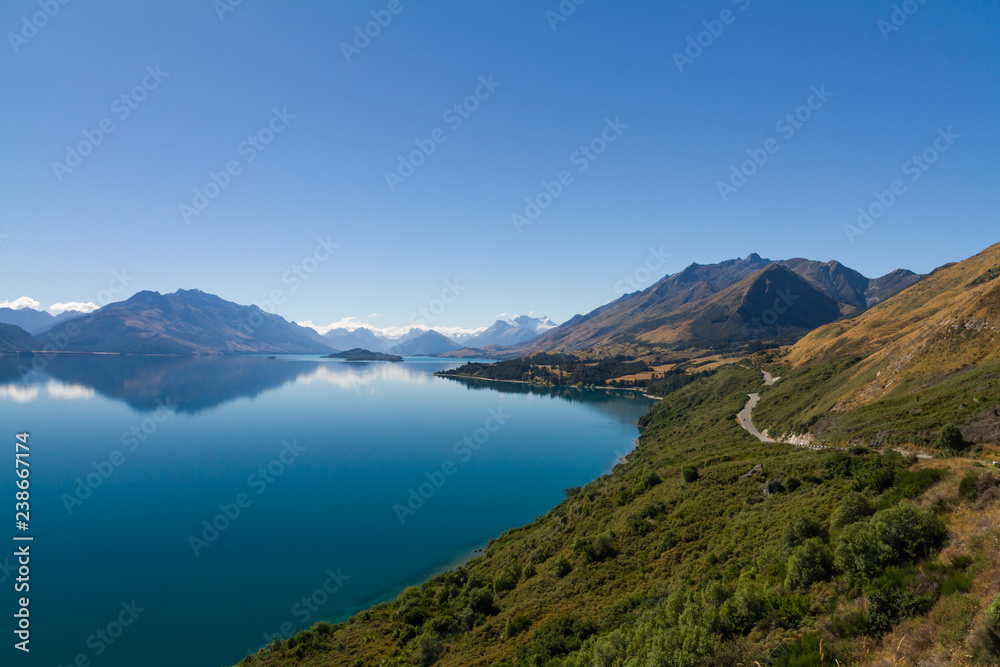 Nice scenic of Lake Wakatipu, Queentown, New Zealand