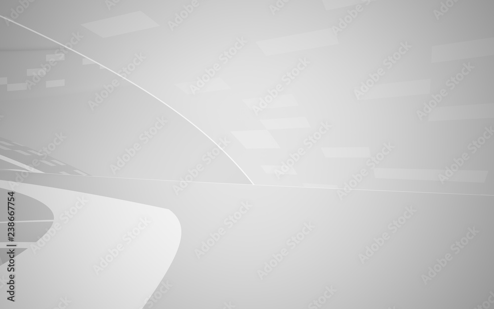 Abstract smooth white interior of the future. Night view from the backlight. Architectural background. 3D illustration and rendering Abstract smooth white interior of the future. Night view from the backlight. Architectural background. 3D illustration and rendering