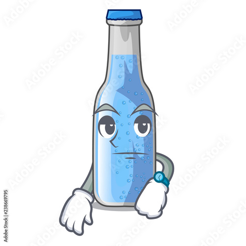 Waiting bottle soda water isolated on mascot