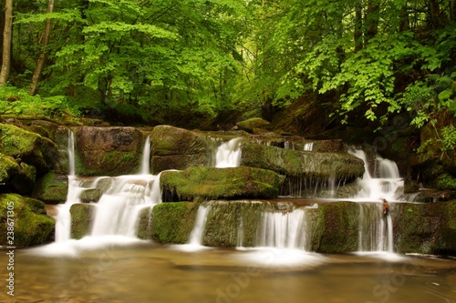 Waterfall on the Hulski stream. Bieszczady Mountains. Poland