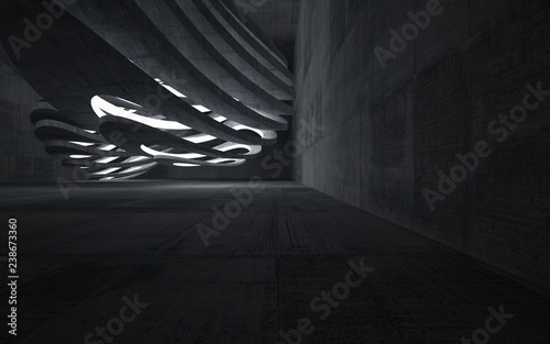 Obraz na płótnie Empty dark abstract concrete room interior. Architectural background. Night view of the illuminated. 3D illustration and rendering w salonie