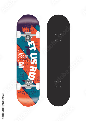 skateboard vector template illustration (with backside design) 