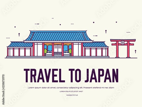 Japanese flat architecture. Japan design background concept.