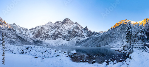 Morskie oko lake in winter Tatra mountains