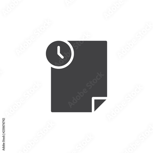 Temporary file vector icon. filled flat sign for mobile concept and web design. History archive file and clock simple solid icon. Symbol, logo illustration. Pixel perfect vector graphics