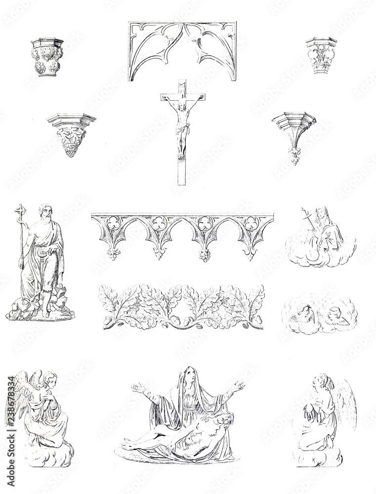 Fototapeta premium Retro illustration. Art ojects isolated.