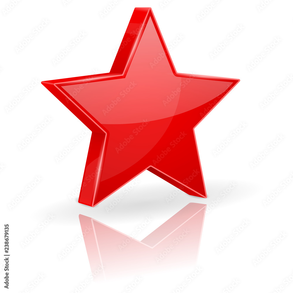 Obraz premium Red star with reflection