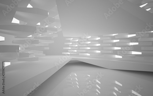 Abstract white interior of the future. 3D illustration and rendering