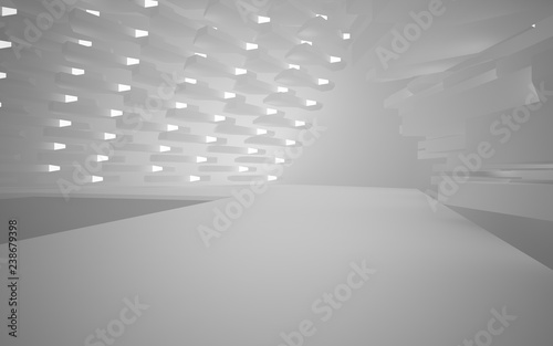 Abstract white interior of the future. 3D illustration and rendering