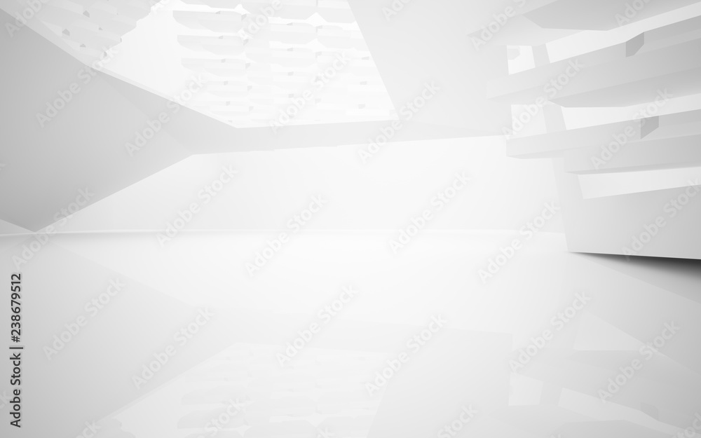 Fototapeta premium Abstract white interior of the future. 3D illustration and rendering
