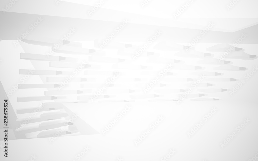 Abstract white interior of the future. 3D illustration and rendering
