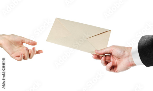Wallpaper Mural The hand passes the envelope. Close up. Isolated on white background Torontodigital.ca