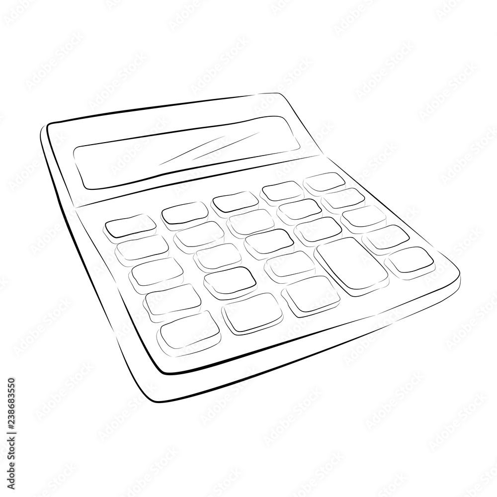 hand draw sketch of calculator isolated on white ilustración de Stock |  Adobe Stock