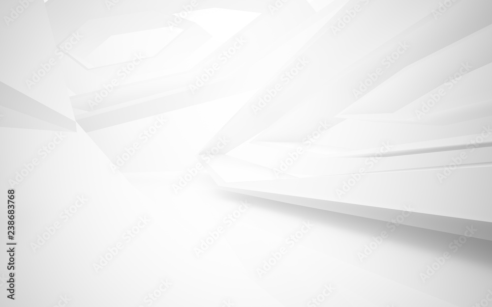 Abstract white interior of the future. 3D illustration and rendering