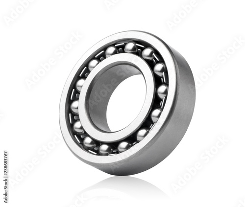 Metal ball bearing isolated on white background photo