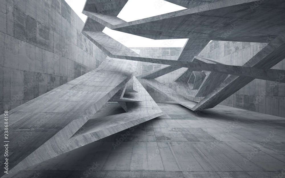 Abstract interior of glass and concrete. Architectural background. 3D illustration and rendering Abstract interior of glass and concrete. Architectural background. 3D illustration and rendering