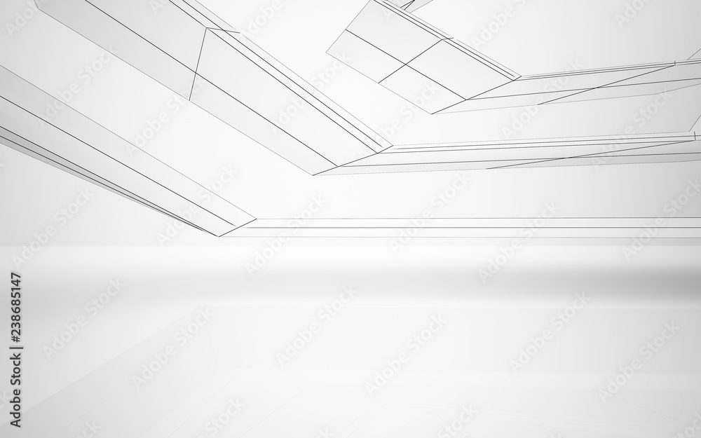 Abstract white interior highlights future. Polygon drawing . Architectural background. 3D illustration and rendering Abstract white interior highlights future. Polygon drawing . Architectural background. 3D illustration and rendering
