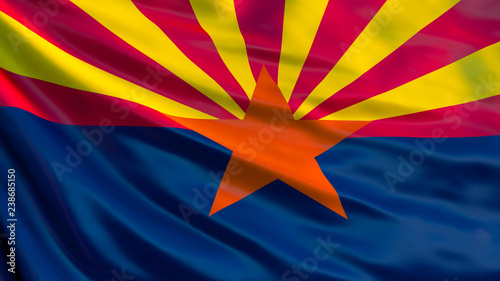 Arizona state flag. Waving flag of Arizona state, United States of America.