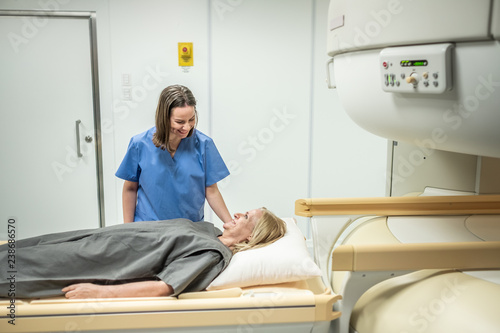 Medical Examination With MRI Magnetic Resonance Imaging Equipment In Hospital