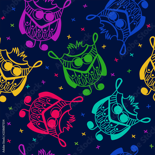 Fun colorful pattern with owls