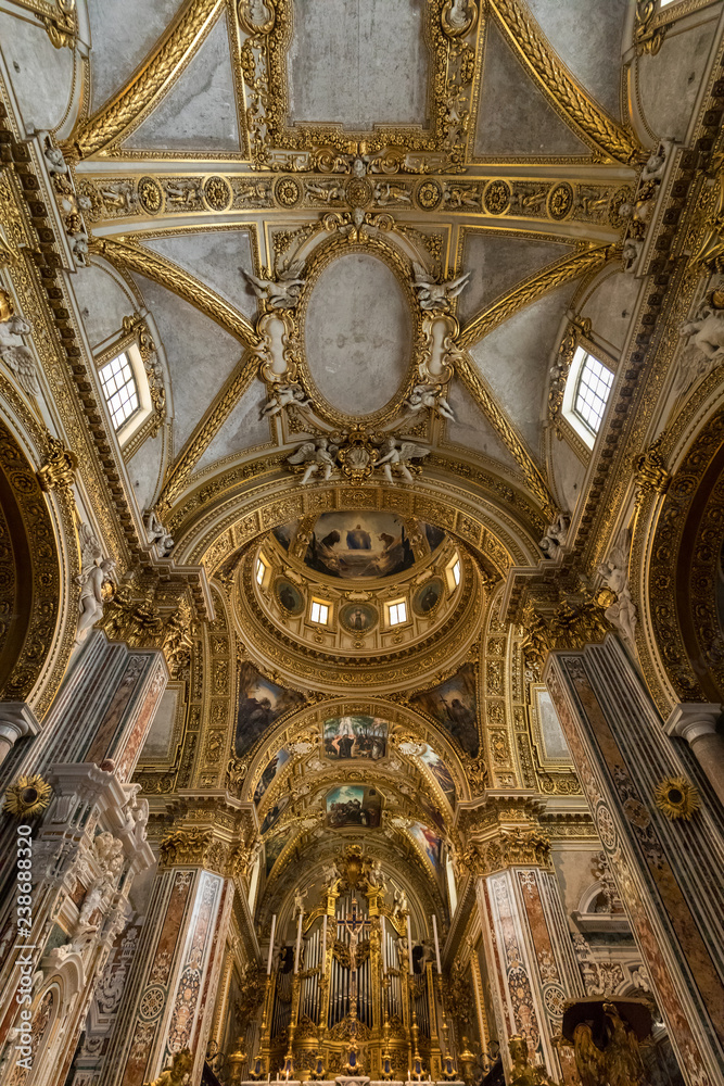 Inside the Basilica Cathedral at Monte Cassino Abbey. Italy