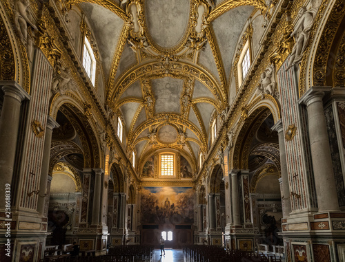 Canvas Print Main nave  Inside the Basilica Cathedral at Monte Cassino Abbey