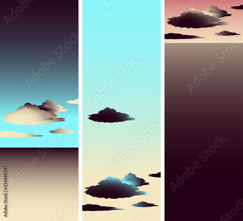 sky ocean clouds bookmarks set in blue brown shades