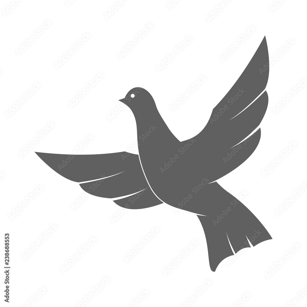Obraz premium Dove Silhouette. Symbol of Peace, Love, Tolerance and Trust. Vector Illustration.