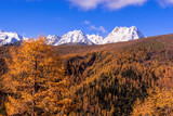 雲南省の秋の雪山