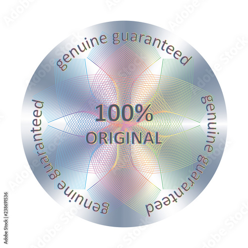 Round hologram sticker. Vector element for product quality guarantee 