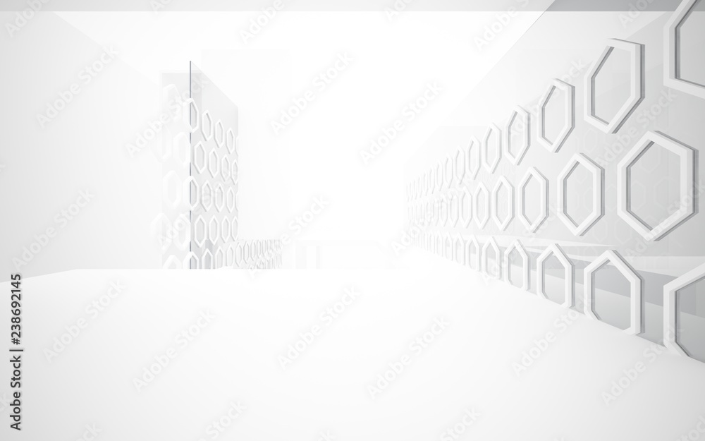 Abstract white interior of the future. 3D illustration and rendering
