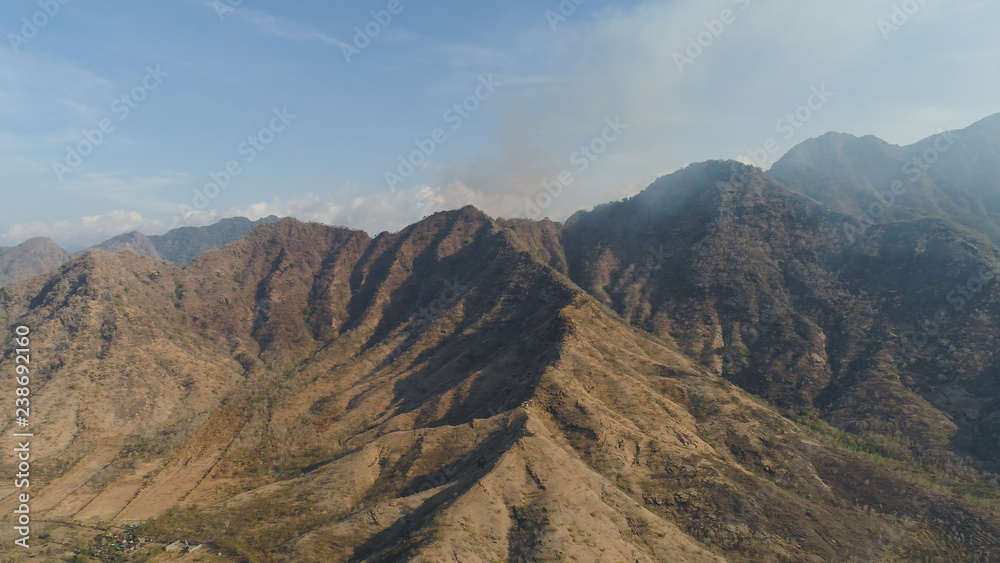 aerial view mountain landscape mountain range with high cliffs in drought