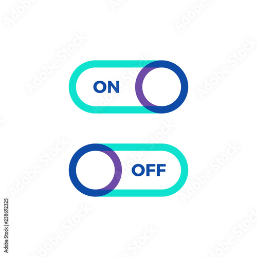 Flat icon colorful switchers on/off isolated on white background. Vector illustration.
