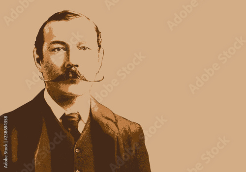 Portrait de Conan Doyle, célèbre écrivain écossais, créateur de Sherlock Holmes photo