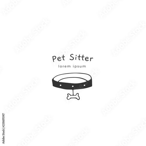 Vector hand drawn logo template for pets related business.