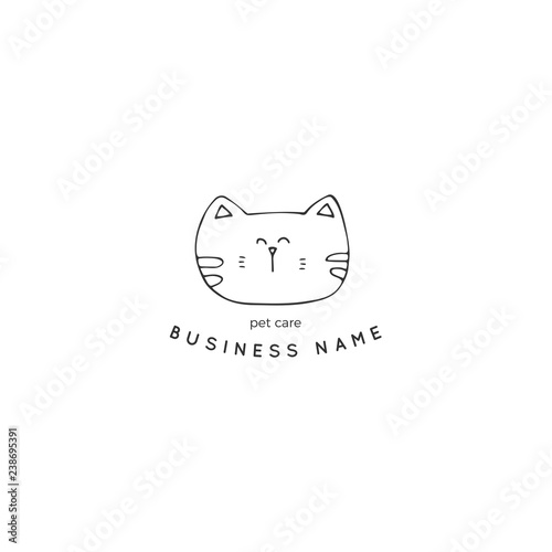 Vector hand drawn logo template for pets related business.